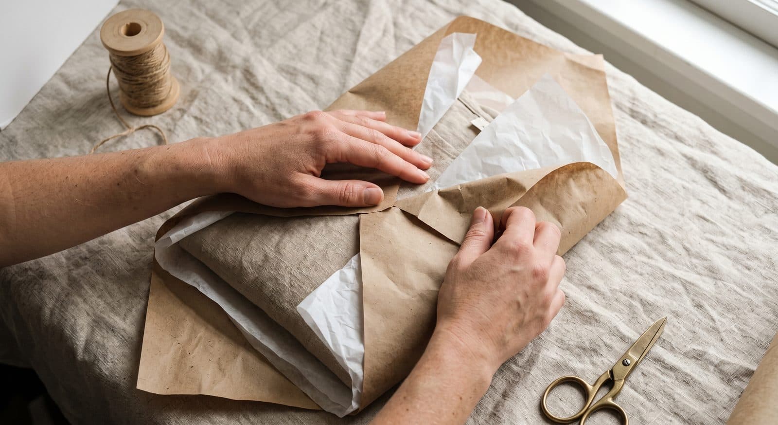 An order being packed into kraft paper